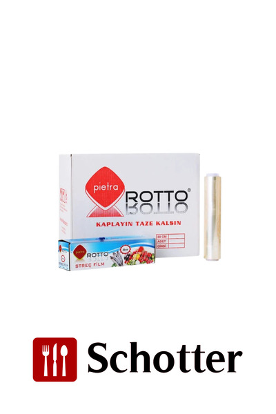 Pietra Rotto فيلم تغليف طعام من البولي فينيل كلوريد - 30 سم × 150 متر - 8 ميك...