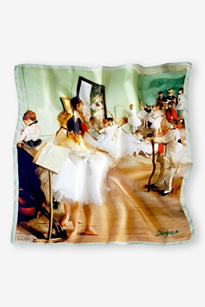 Galiga Degas Ballet %100 Ipek Fular 55x55cm "Art On Silk"