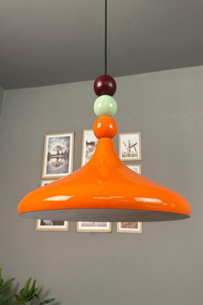 Bamyum Champion Parlak Turuncu Renkli Boncuk Başlık Tekli Avize Sarkıt Salon ...