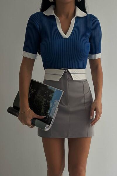 lovebox Жіноча поло з коміром Saks біла коротка блуза 23s15005