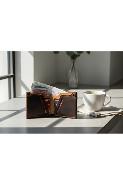 Lethos Leather Genuine Leather Wallet - Minimalist Horizontal Design