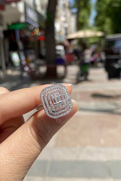 Erer Gümüş Gümüş 3 sıra baget taşlı yüzük hr56e5326f2