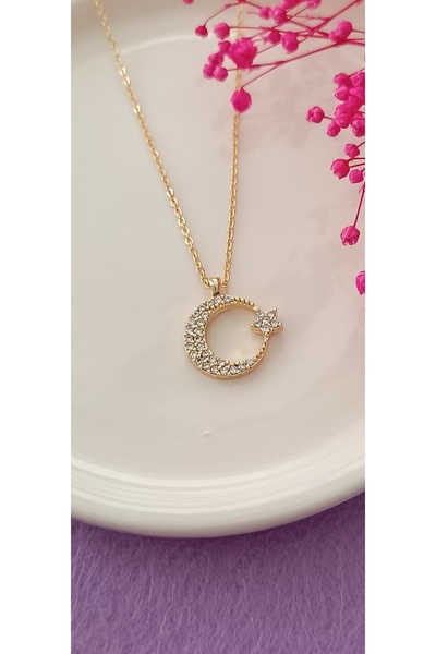 NAS fashion Ay Yıldızlı Zirkon Taşlı Kolye Şıklığın Ve Anlamın Buluştuğu Tasarım