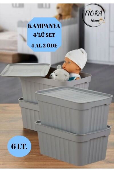 FİORA 4'lü Set 6.Lt. Çok Amaçlı Saklama Kutusu