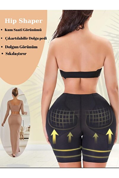 FİT1BEDEN FitBeden Hip Dips Basen popo Dolgunlaştırıcı çıkabilir silikonpedli  push-up  düşük Bel Korse(Siyah)