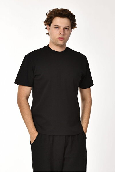 Zegy okrugla kragna Muška majica kratkih rukava - crna