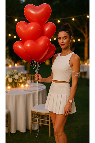 Parti dolabı 6 قطع بالون على شكل قلب أحمر مقاس 12 بوصة 30 سم بالون عيد ميلاد للحبيب وحفلات الزفاف والخطوبة والزفاف