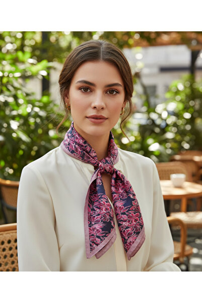 tuaipek GECE BAHÇESİ Desen Şık & Zarif Kadın Aksesuarı Saten Fular 30x165cm