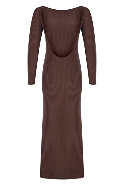 La Sarta Кафява рокля с гол гръб Como
