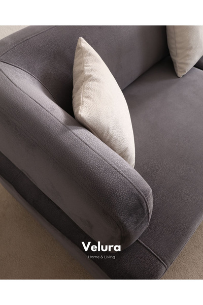 Velura Home & Living Chery Üçlü Koltuk & Kanepe (3'lü Koyu Gri)