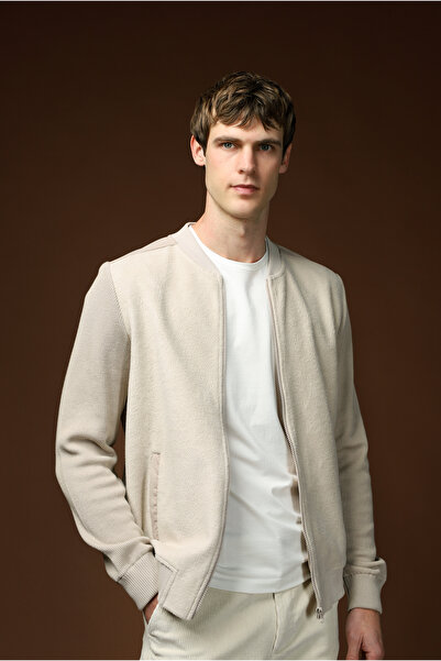 Kiğılı Κανονικό Ft Stand Collar Βαμβακερό ζακέτα με φερμουάρ