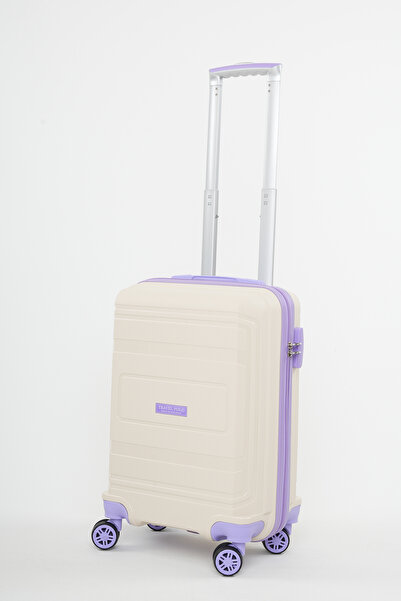 Travel POLO Küçük Boy Kırılmaz Valiz Krem Lila 1017