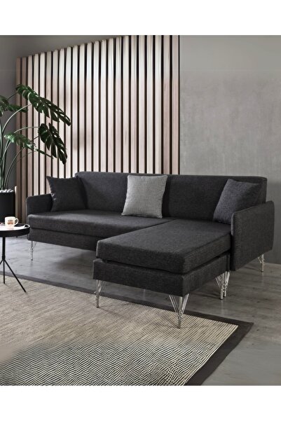 Velura Home & Living Sona Köşe Takımı - Antrasit Keten Kumaş