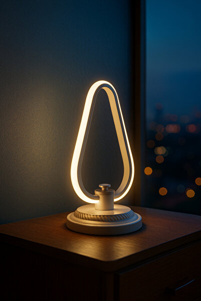 VENON Ledli Masa Lambası Abajur Jones Masa Lambası Üçgen Beyaz (led Günışığı)u