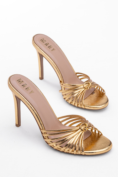 Tasarım Lace and Stone Detailed Ankle Buckle Evening Dress Heeled Shoes for Special Occasions