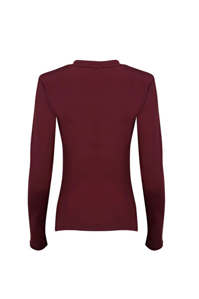 La Sarta Emerson Crew Neck Padded Burgundy Bodysuit
