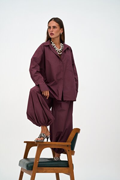 MAI STUDIOS CO. Josie Oversize Bordo Gömlek