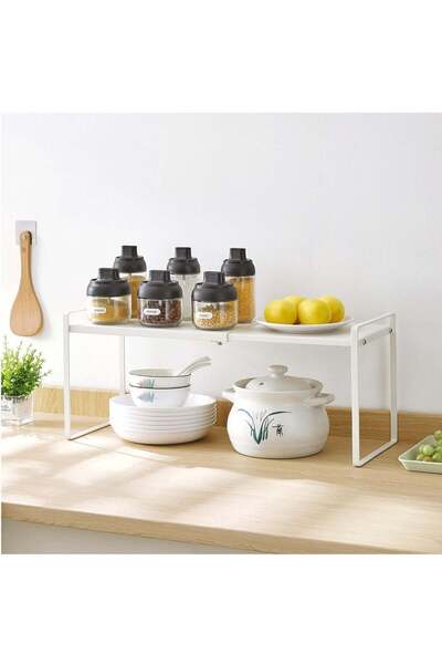 Cozy Nest رف تخزين قابل للتوسيع مع رف معدني منظم للتخزين للخزائن وأسطح العمل ...