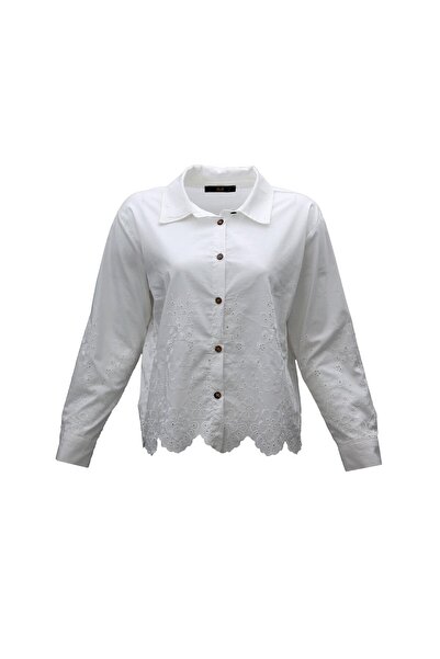 Sezgi Tekin Cămașă din poplin alb cu detaliu Fisto