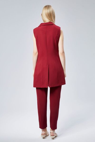 Bolivente Women's Long Double Breasted Woven Vest