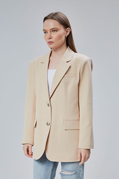 Bolivente Women's Oversize Lined Woven Blazer Jacket