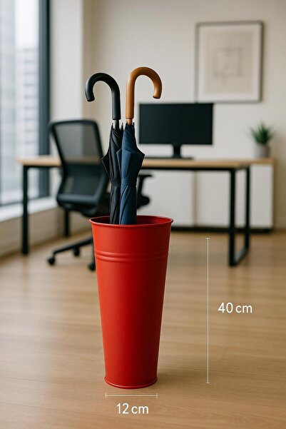 Feronyahome & Garden Modern Metal Vazo Çiçeklik & Şemsiyelik Standı KIRMIZI