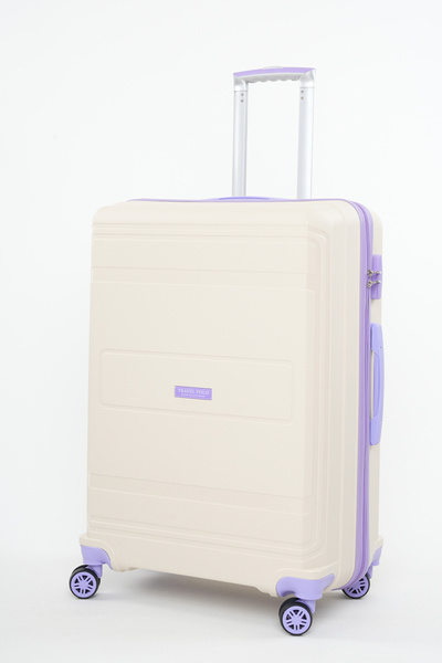 travelpolo Büyük Boy Kırılmaz Valiz Krem Lila 1017