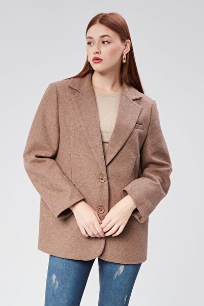 Bolivente سترة مخيطة ذات ياقة مزدوجة الصدر