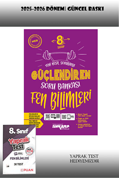 Ankara Yayıncılık 8. Sınıf Fen Bilimleri Güçlendiren Soru Bankası 2025-2026 G...