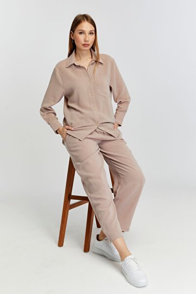 Bolivente Γυναικείο παντελόνι με φαρδύ υφαντό βιζόν