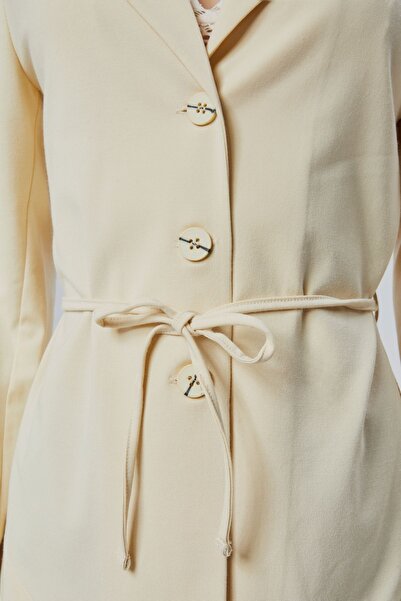 Bolivente Ecru Limited Edition Double Breasted Collar Padded Shirt Jacket