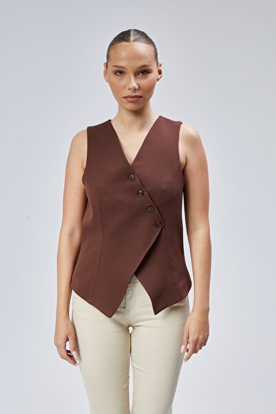 Bolivente Women's Regular V-Neck Buttoned Vest