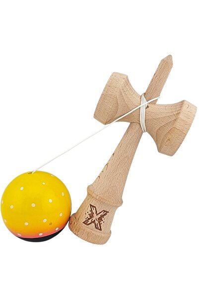 Kendama USA Jucarie Kendama X Originala, Profesionala, Flippy, Super Sticky din Lemn, 18 cm, Galben/Roz/Negru