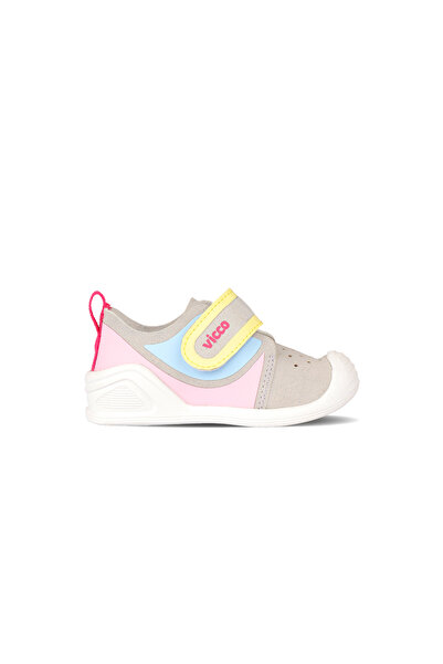 Vicco Uki Model Basic Baby Girl First Step Gray/Pink Comfortable Daily Shoes