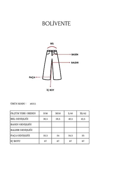 Bolivente Vizon Palazzo Geniş Paça Dokuma Kumaş Pantolon