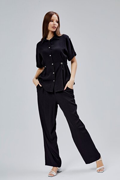 Bolivente Black Relaxed Cut Shirt Pants Suit