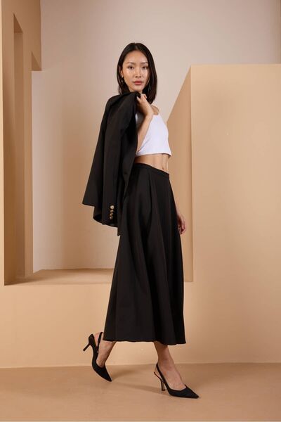 Bolivente Fusta neagră țesătă cu tăietură liberă