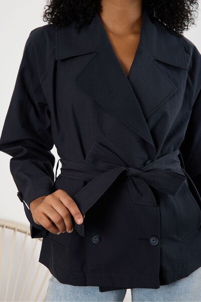 Bolivente Siyah Regular Astarsız Mevsimlik Trençkot