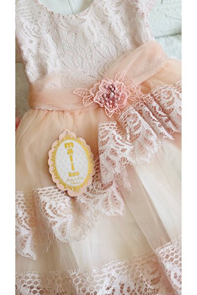 İkizlerBabyKids Kız Bebek ve Çocuk Bolerolu 2 Farklı Renkli Kuyruklu ve Aksesuarlı Abiye Elbise