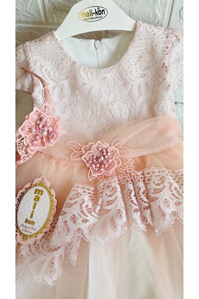 İkizlerBabyKids Kız Bebek ve Çocuk Bolerolu 2 Farklı Renkli Kuyruklu ve Aksesuarlı Abiye Elbise