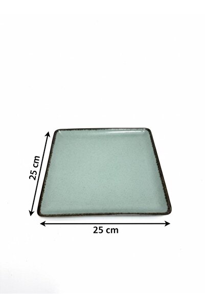 Kütahya Porselen Moderna 25 cm Kare Kayık Servis Sunum Kahvaltı Tabağı Yeşil ( Amblemli )