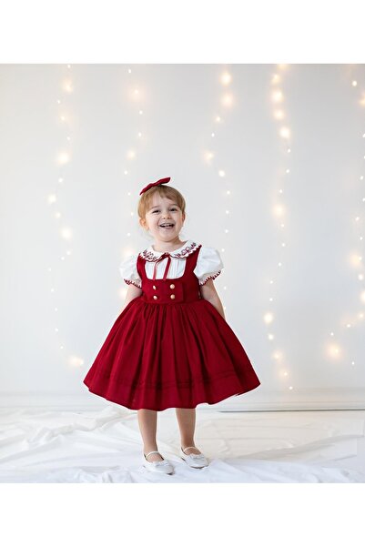 sunshine boutique15 Maroon Red Dress with Embroidered Collar