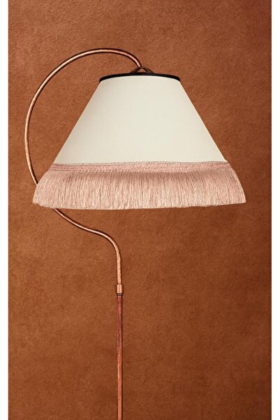 VENON Aydınlatma Lambader Çise Elips Siyah Bakır Patina Abajur Krem Püskül Pembe