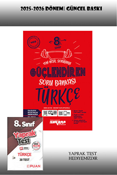 Ankara Yayıncılık 8. Sınıf Türkçe Güçlendiren Soru Bankası 2025-2026 Güncel B...