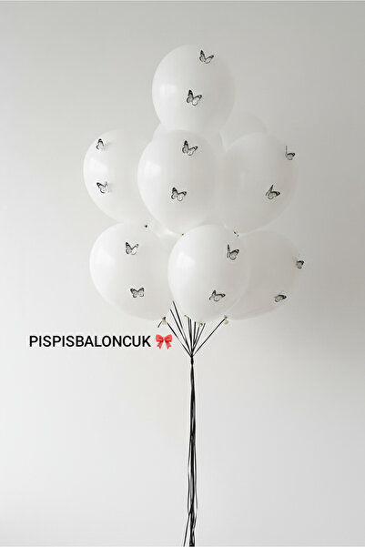 PISPISBALONCUK Kurdeleli Kelebekli balon siyah kurdeleli pasta süsü doğum gün...