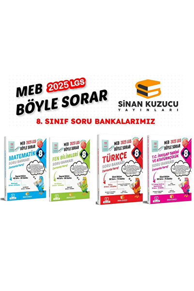 SİNAN KUZUCU YAYINLARI Sinan Kuzucu 2025 LGS 8. Sınıf Soru Bankası Seti ( 4 K...