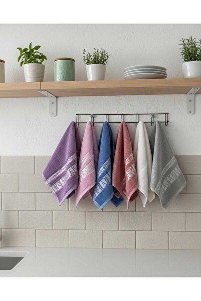 Mela Home Bambu Desen 30*50 cm 6'lı Mutfak Havlusu - Çeyiz - El ve Yüz Havlusu - Kurulama Bezi %100 Pamuk