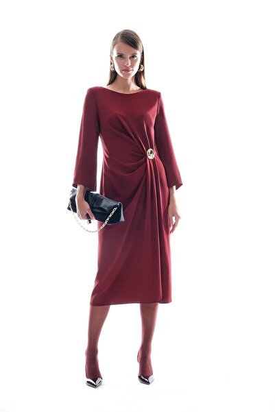 EXPLOSION Gold Aksesuarlı Drape Detaylı Elbise