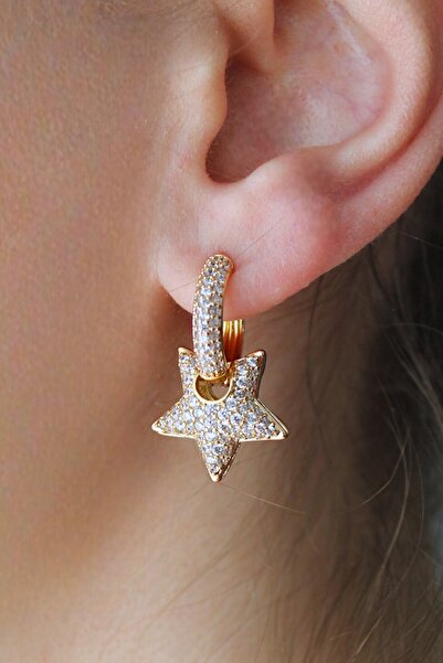 Nenya أقراط نجمة مرصعة بأحجار الزركون من الفولاذ المرصع بحجر الزركون VIP