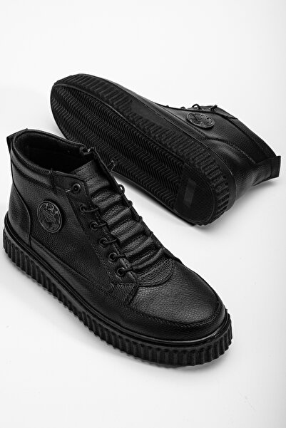 EFNANSHOES Siyah Su&Soğuha Dayanıklı Garantili Akıllı Bağcıklı Fermuarlı Kışlık Erkek Bot